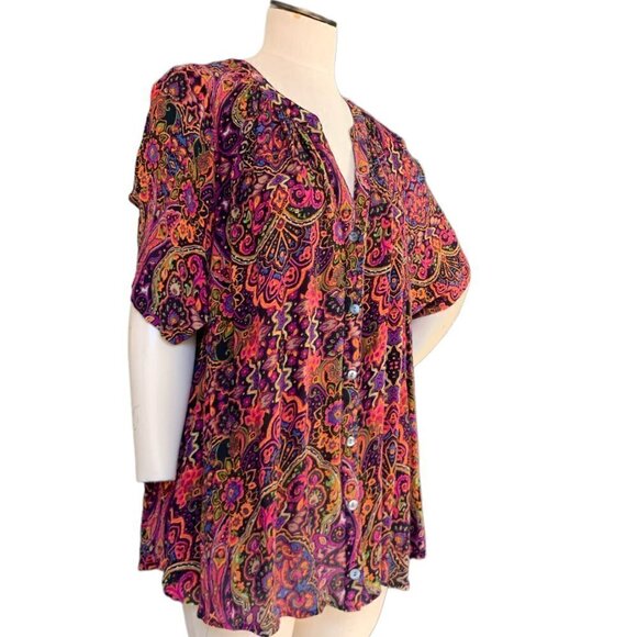 Roaman’s Short Sleeve Angelina Tunic Top Sz 26W #88J - Picture 5 of 8